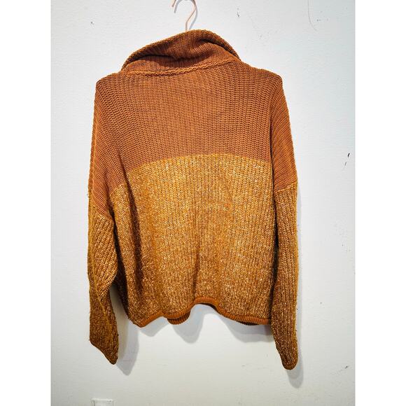 VARLEY Orange Knit Quarter Zip Long Sleeve Oversized Sweater size Large - Picture 10 of 13